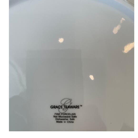 Grace Teaware Blue Floral Fine Porcelain Dinner Plates 10.5in Set of 4 NEW - Picture 5 of 6